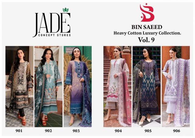 Jade Bin Saeed Vol 9 Heavy Cotton Pakistani Suits Wholesale Catalog