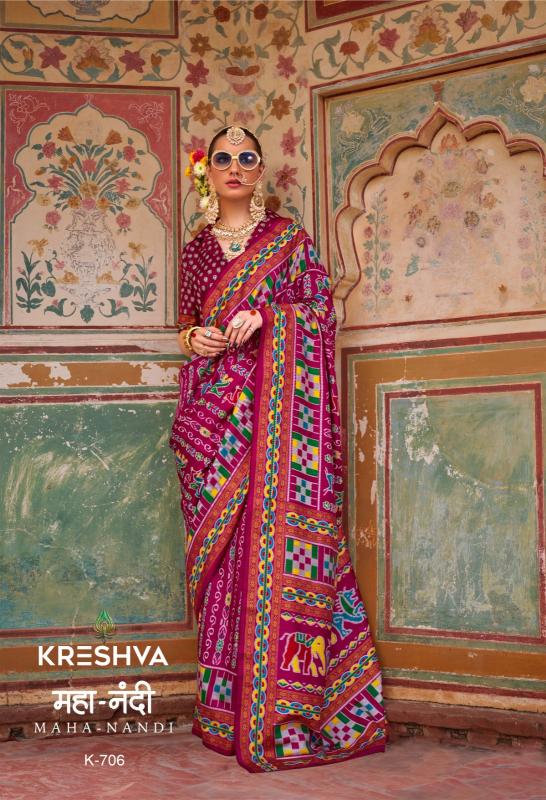 Kreshva Maha Nandi designer printed sarees online india