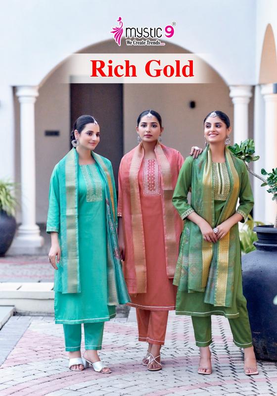 Mystic 9 Rich Gold Vol 3 plain cotton kurtis online shopping india