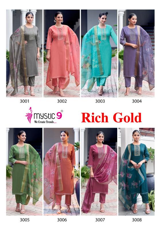 Mystic 9 Rich Gold Vol 3 plain cotton kurtis online shopping india