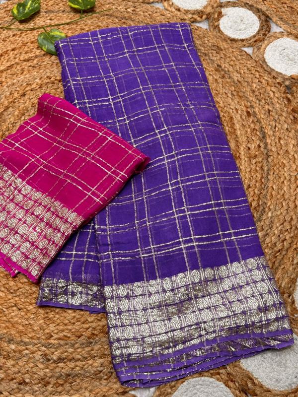 Pure Goergette Weaving Saree Wholesale Catalog