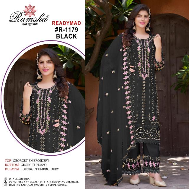 Ramsha R 1179 Cream And Black Ready Made pakistani Suits Wholesale catalog