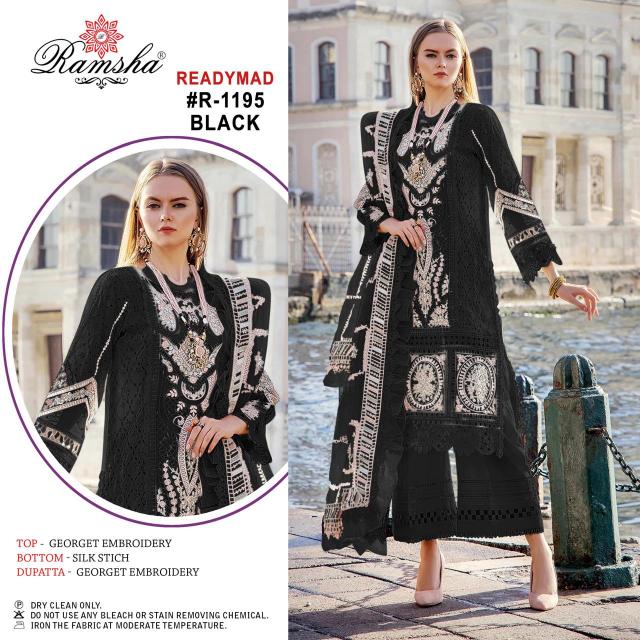 Ramsha R 1195 Cream And Black Ready Made Pakistani Suits Wholesale Catalog