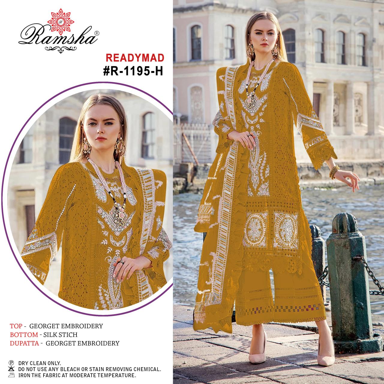 Ramsha R 1195 Ready Made Pakistani Suits Wholesale Catalog