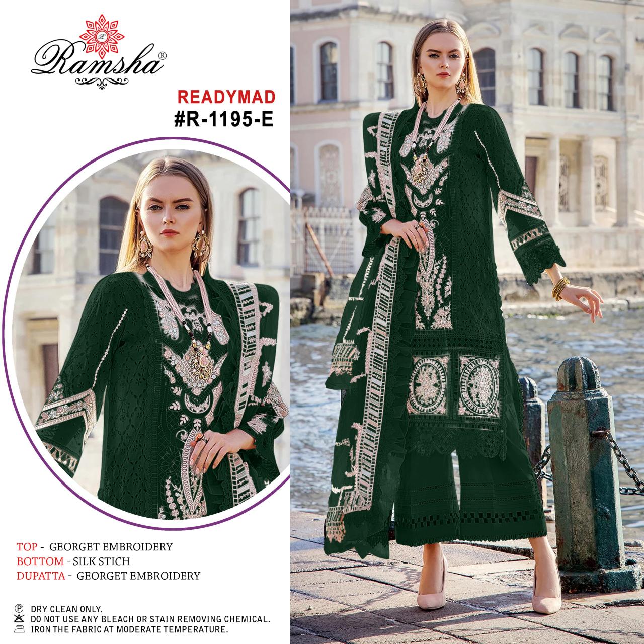 Ramsha R 1195 Ready Made Pakistani Suits Wholesale Catalog