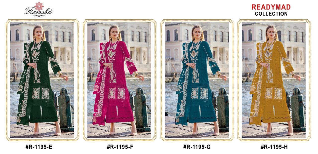 Ramsha R 1195 Ready Made Pakistani Suits Wholesale Catalog