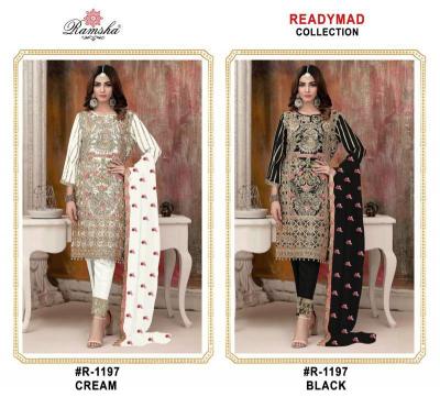 Ramsha R 1197 Cream And Black Ready Made Salwar Suits Wholesale Catalog