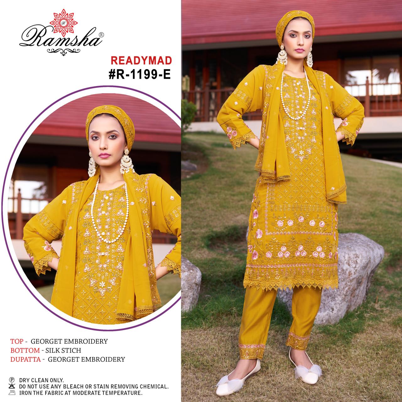 Ramsha R 1199 E To H Ready Made Pakistani Suits Wholesale Catalog