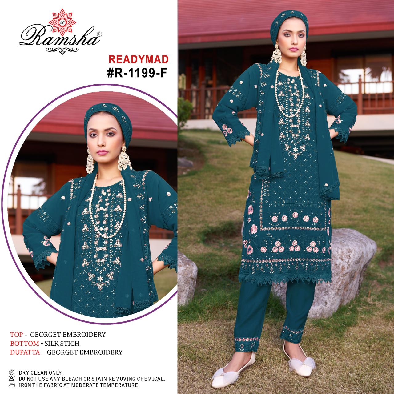 Ramsha R 1199 E To H Ready Made Pakistani Suits Wholesale Catalog