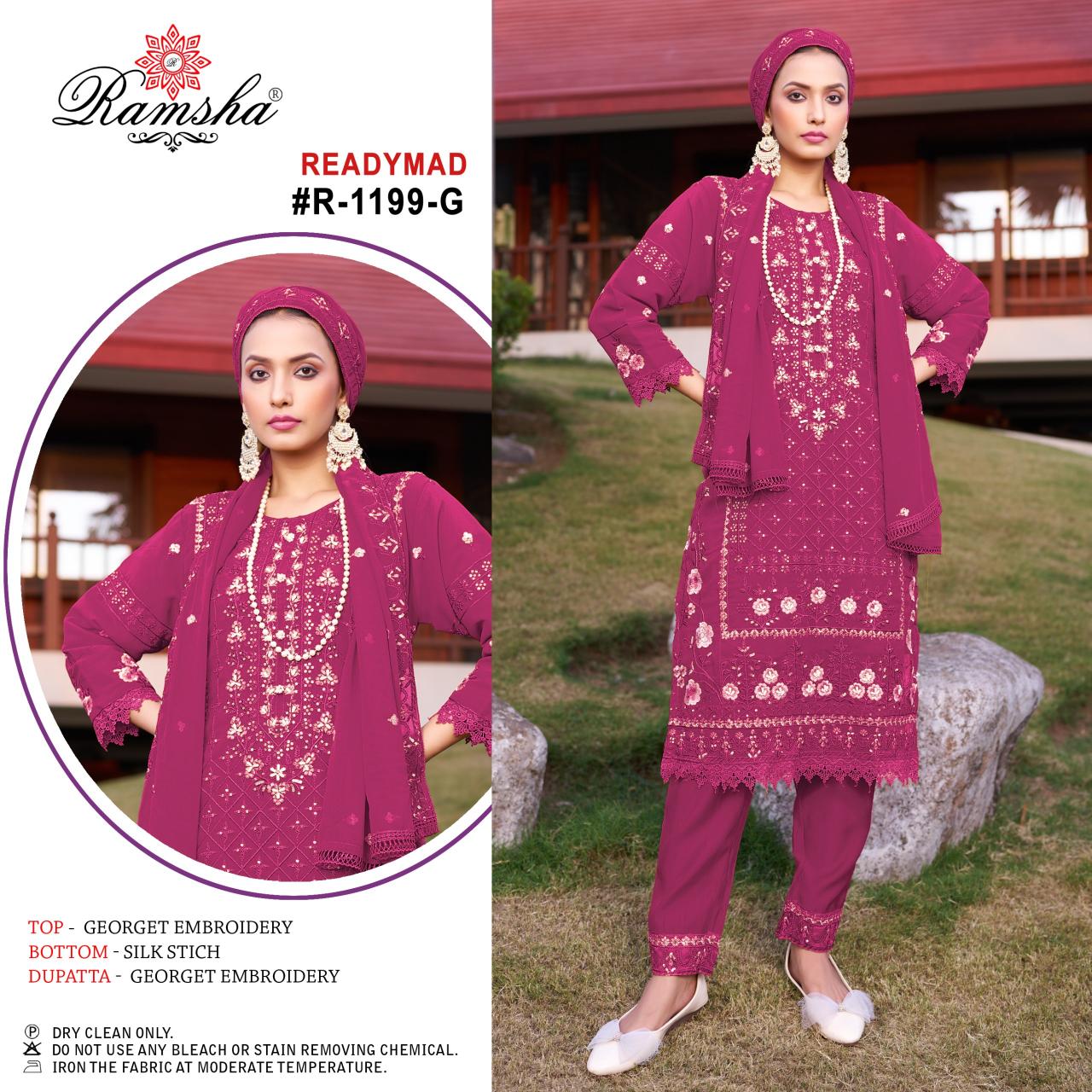 Ramsha R 1199 E To H Ready Made Pakistani Suits Wholesale Catalog