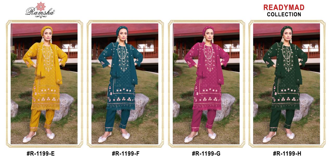 Ramsha R 1199 E To H Ready Made Pakistani Suits Wholesale Catalog