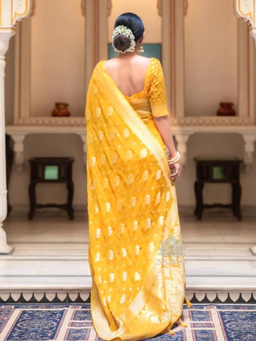 Sabella Banarasi 4099 ombre yellow saree online india