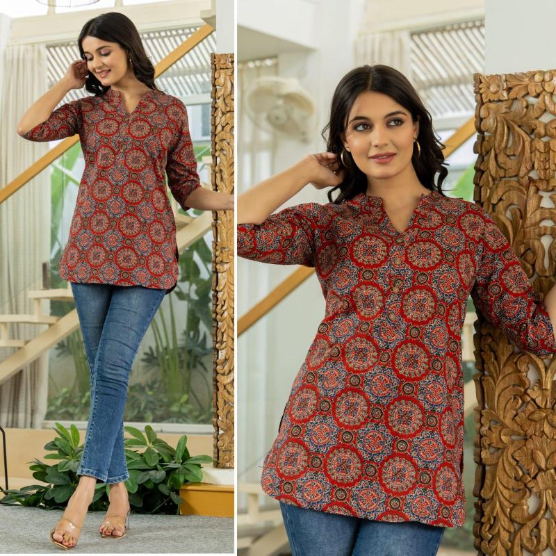 Sabella Cotton High Neck Tops short kurtis online india