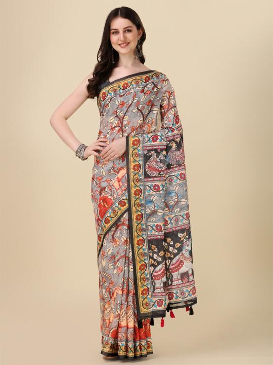 Sabella Lilen Kalamkari 01 buy sarees online india