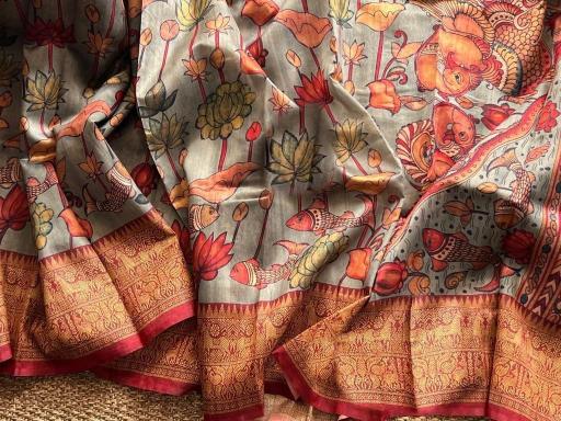 Sabella Linen Digital Print Vol 11 kalamkari sarees online india