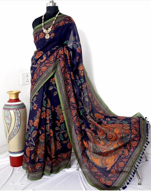 Sabella Linen Digital Print Vol 6 kalamkari saree online shopping india