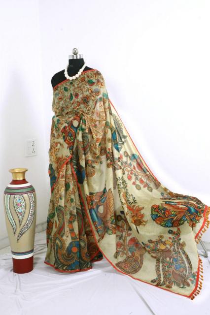 Sabella Linen Digital Print Vol 6 kalamkari saree online shopping india