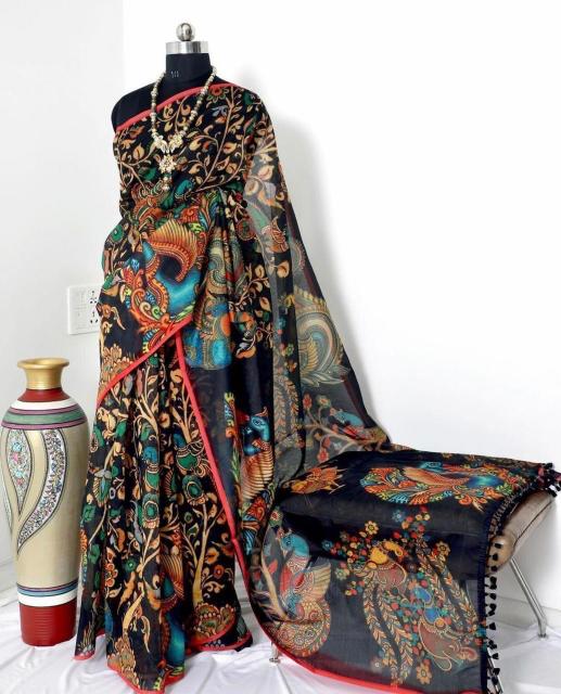 Sabella Linen Digital Print Vol 6 kalamkari saree online shopping india