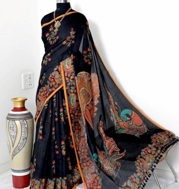 Sabella Linen Digital Print Vol 6 kalamkari saree online shopping india