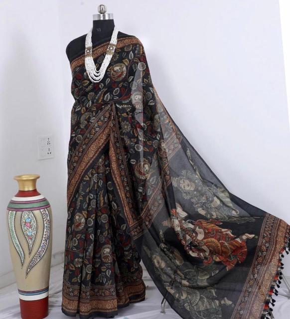 Sabella Linen Digital Print Vol 6 kalamkari saree online shopping india