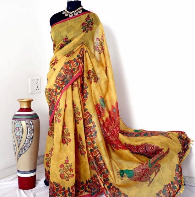 Sabella Linen Digital Print Vol 6 kalamkari saree online shopping india