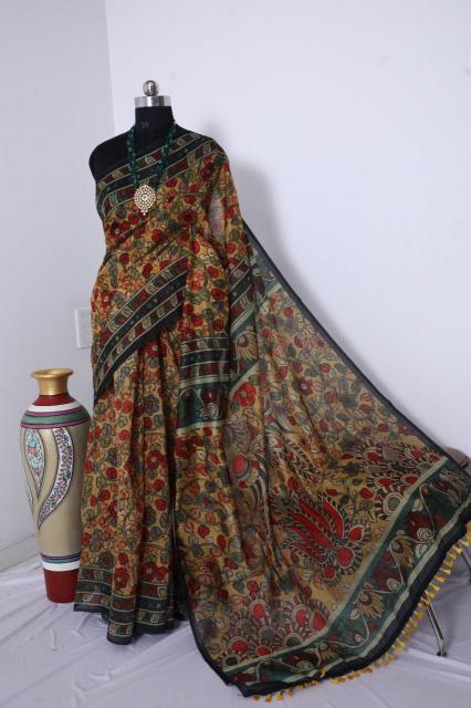 Sabella Linen Digital Print Vol 6 kalamkari saree online shopping india