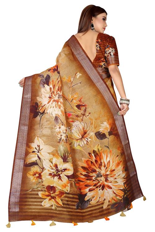 Sabella Linen Flowery 01 india saree whith flower