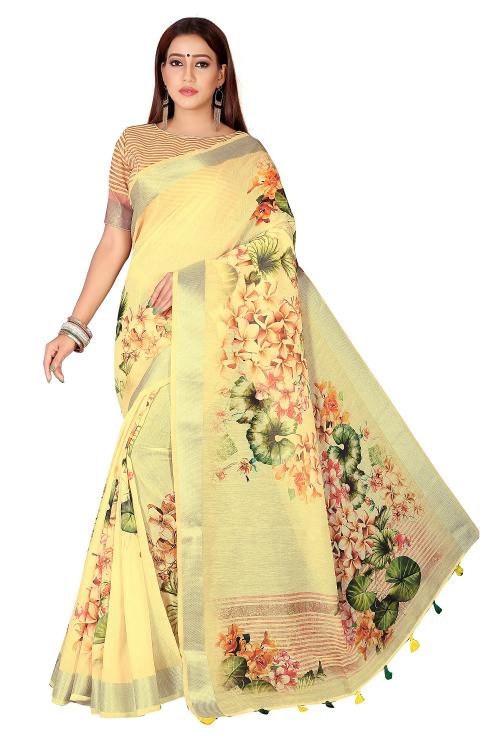 Sabella Linen Flowery 01 india saree whith flower