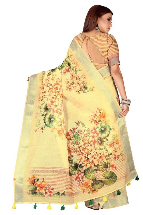 Sabella Linen Flowery 01 india saree whith flower