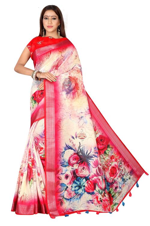 Sabella Linen Flowery 01 india saree whith flower