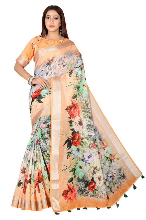 Sabella Linen Flowery 01 india saree whith flower