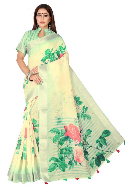 Sabella Linen Flowery 01 india saree whith flower