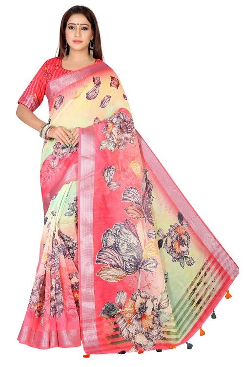 Sabella Linen Flowery 01 india saree whith flower