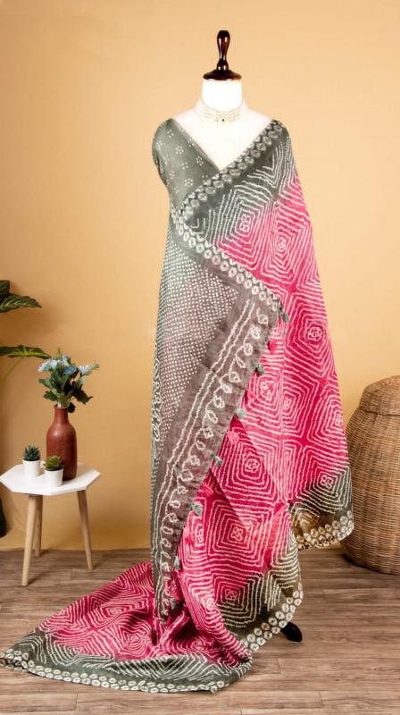 Sabella printed flowing soft linen cotton sarees india