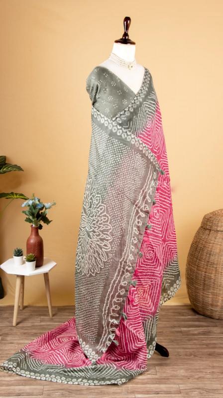 Sabella printed flowing soft linen cotton sarees india