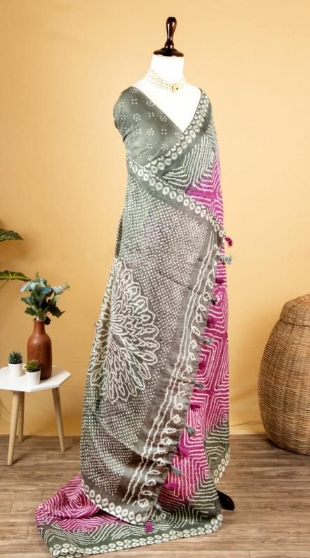 Sabella printed flowing soft linen cotton sarees india