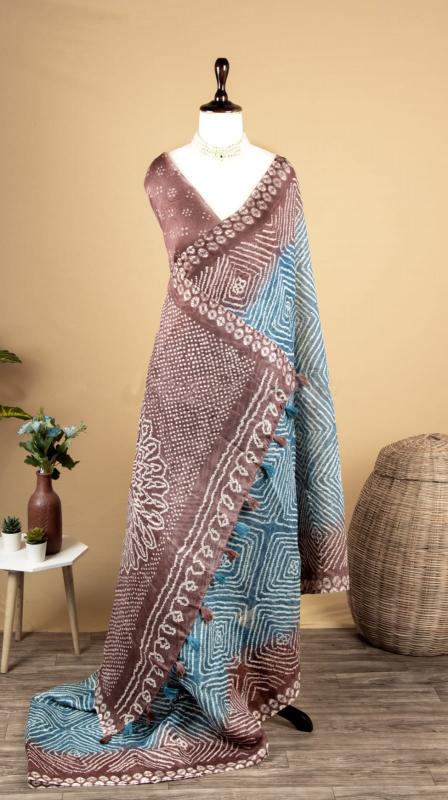 Sabella printed flowing soft linen cotton sarees india