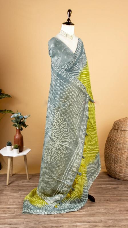 Sabella printed flowing soft linen cotton sarees india