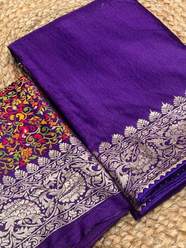 Sabella Pure Soft and Self weaved Russian cotton silk great india saree com