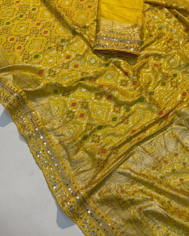 Sabella Pure Soft Russian Bandhej Silk Pattu Saree price in india