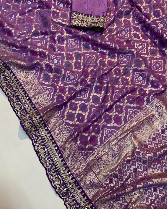 Sabella Pure Soft Russian Bandhej Silk Pattu Saree price in india