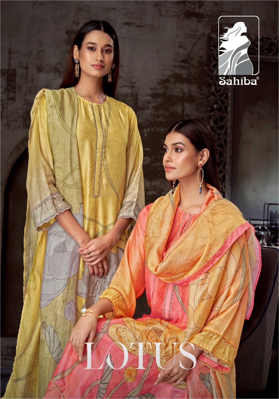 Sahiba Lotus Unique Muslin Silk Digital Printed Salwar Kameez Wholesale Catalog