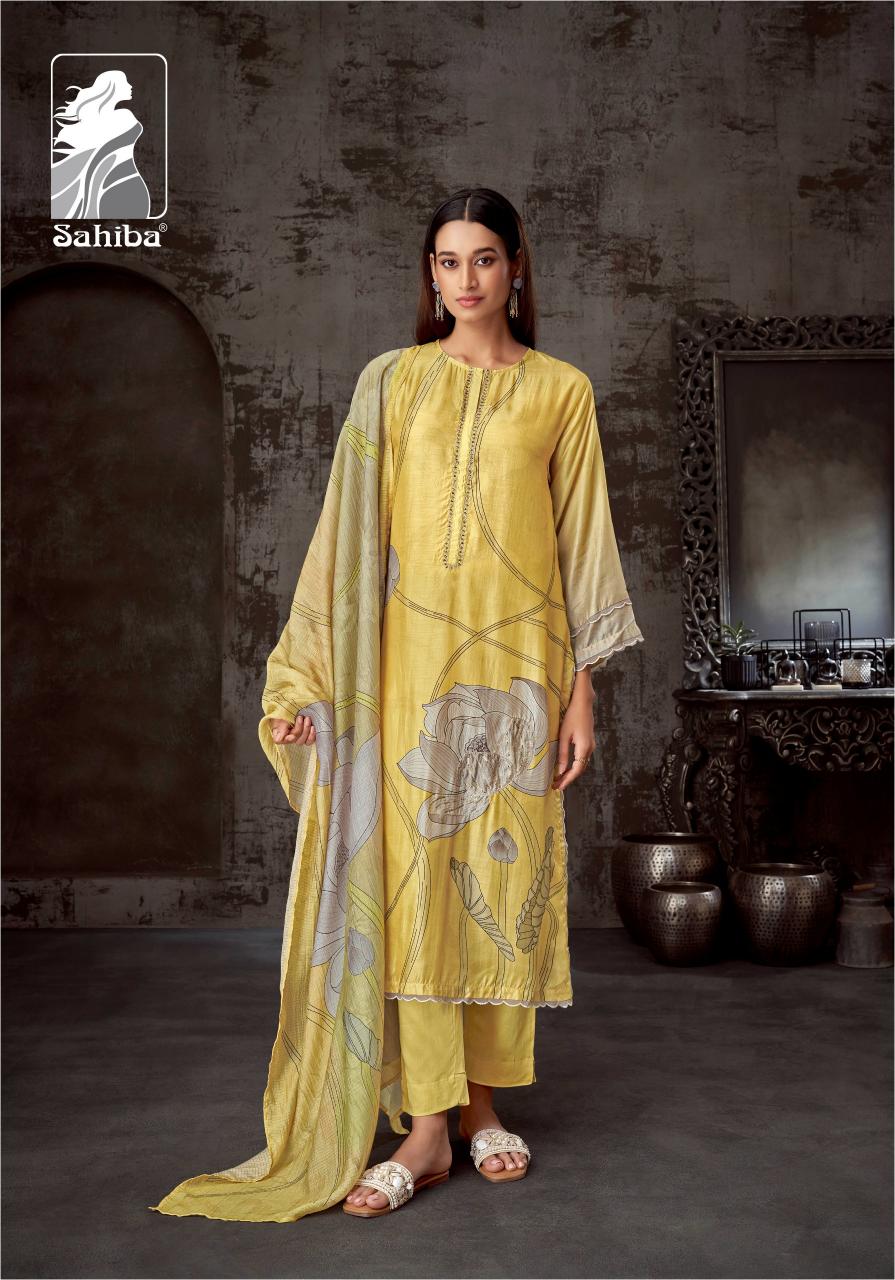 Sahiba Lotus Unique Muslin Silk Digital Printed Salwar Kameez Wholesale Catalog