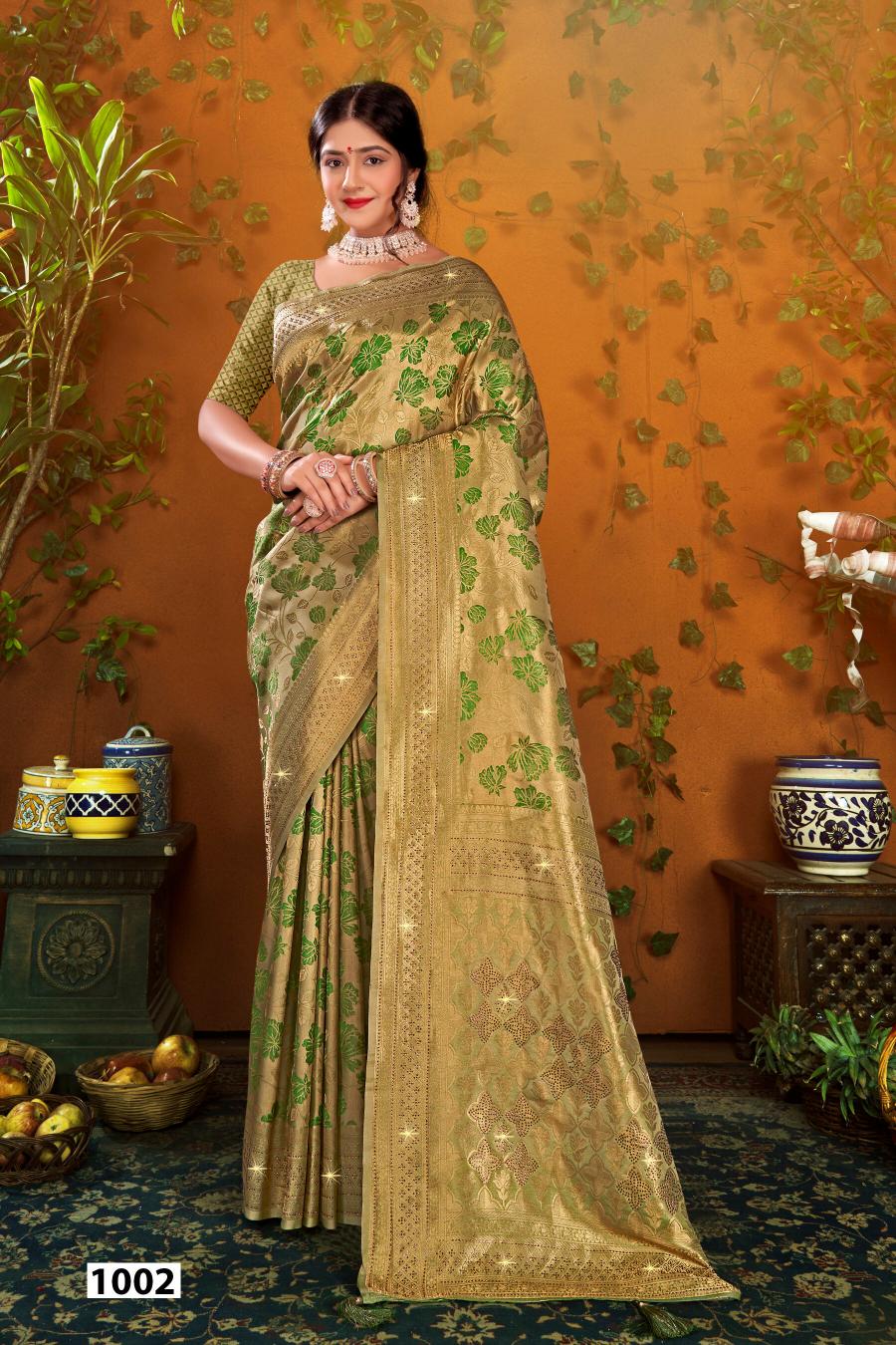 Saroj Shahzeen tissue Swarovski vol.2 Satin silk saree in surat with price wholesale 