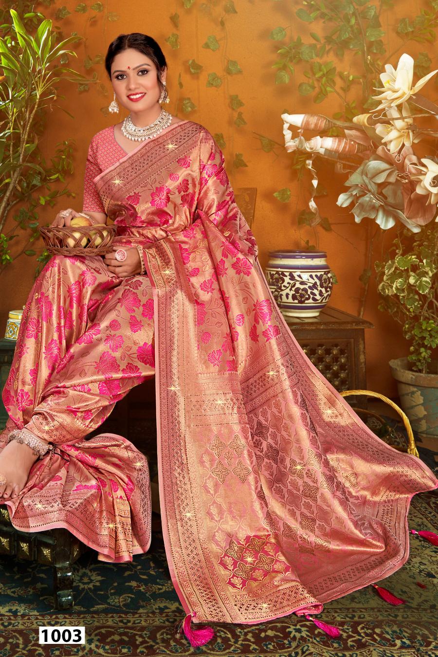 Saroj Shahzeen tissue Swarovski vol.2 Satin silk saree in surat with price wholesale 