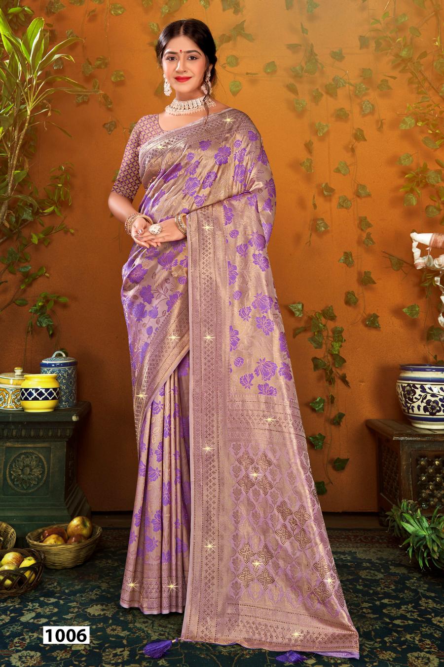 Saroj Shahzeen tissue Swarovski vol.2 Satin silk saree in surat with price wholesale 