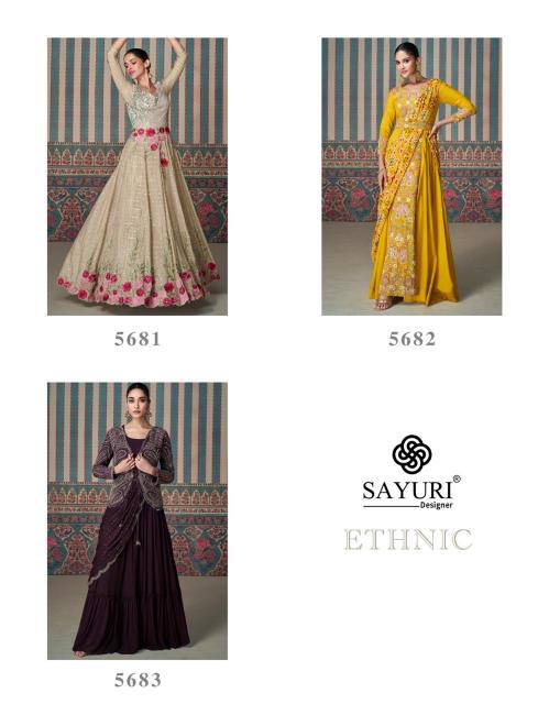 Sayuri Ethnic Chinon Silk Designer Indo Western Dress Wholesale Catalog