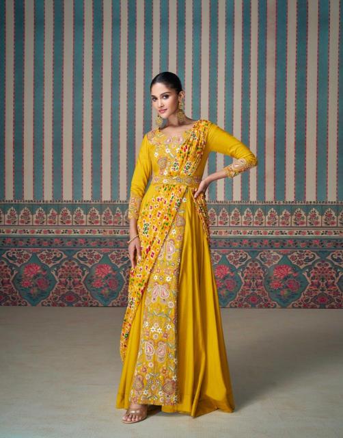 Sayuri Ethnic Chinon Silk Designer Indo Western Dress Wholesale Catalog