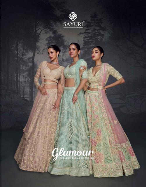 Sayuri Glamour Pure Net Fully Embroidered buy lehenga online wholesale