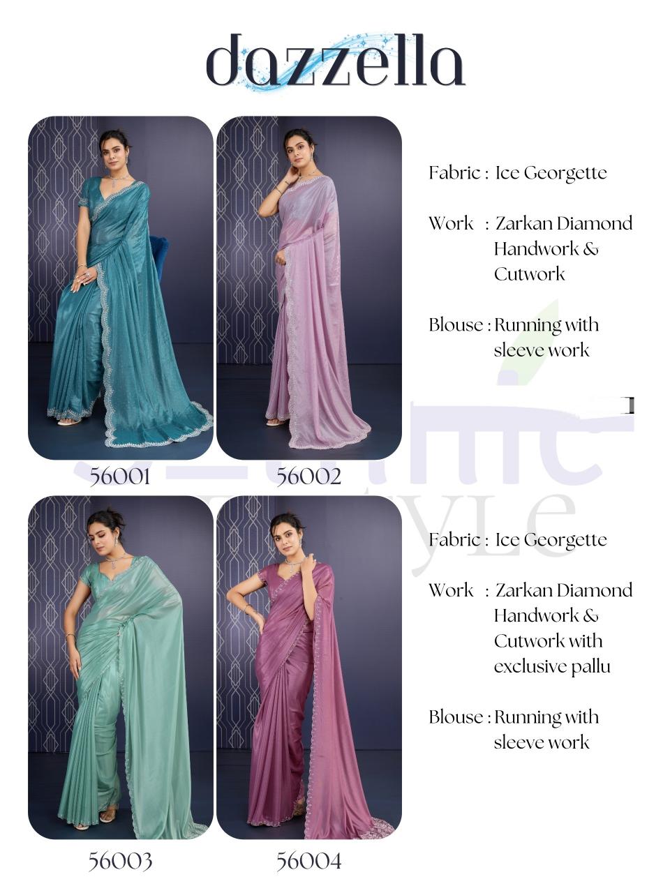 Sethnic Dazzella Ice Georgette Fancy latest sarees in india light blue